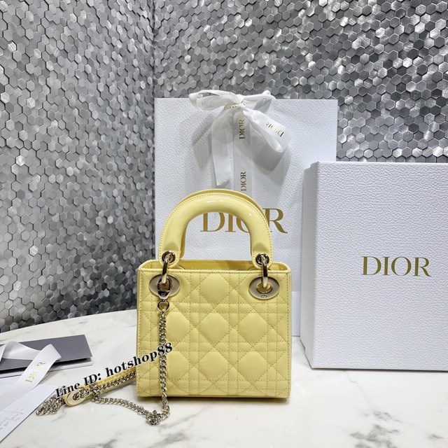 Dior專櫃2022新款手提肩背斜挎女包 迪奧LADY44531漆皮升級版迷你手袋 fkd1353